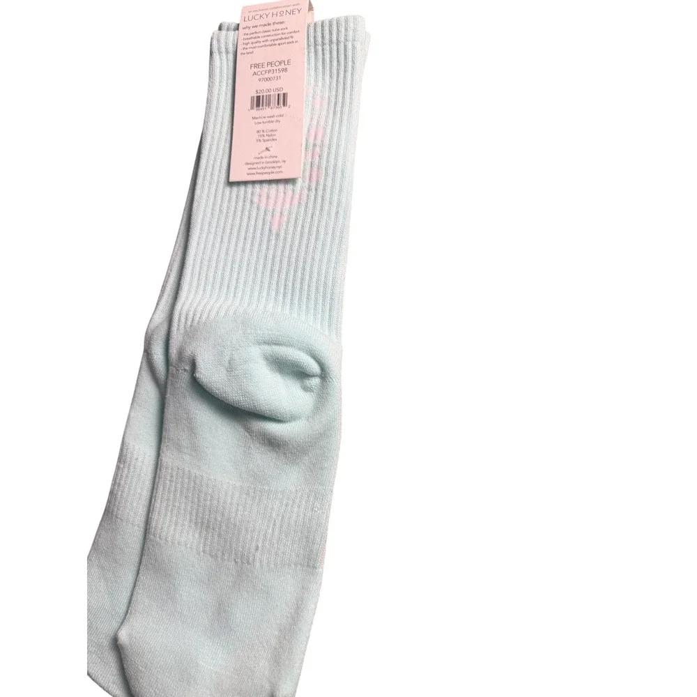 Free People Movement Last Lap Crew Socks Mint Green Lucky NWT